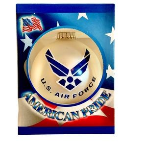 US Air Force White & Blue Glass Ornament Home Deco